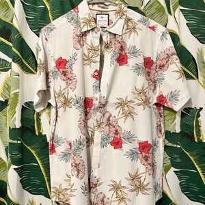 Denim & Flower Red and White Casual Button Down Shirt